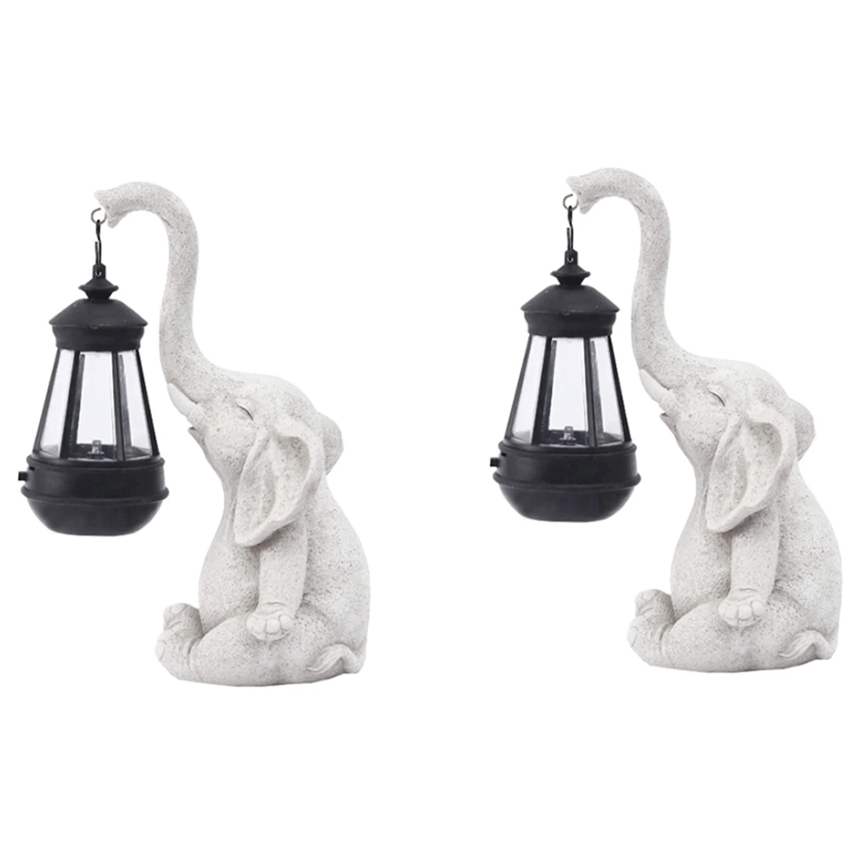 

2X Elephant Solar Lamp Decoration Solid Resin Craft Elephant Ornament Statue Yard Balcony Garden Figurine Lamp A