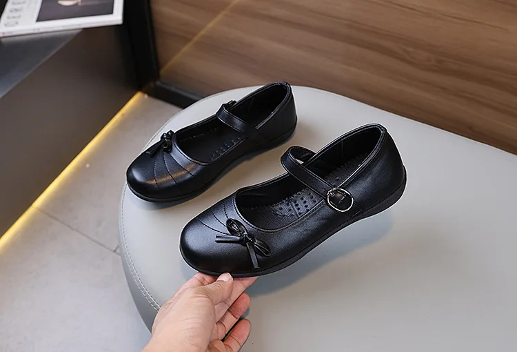 JGSHOWKITO Klassische Kinder-Lederschuhe Lässige Schwarze Schleife Schul-Mary-Jane-Schuhe für Mädchen Alltags- und Auftrittsschuhe Kinder-Uniformschuhe – Detail 2