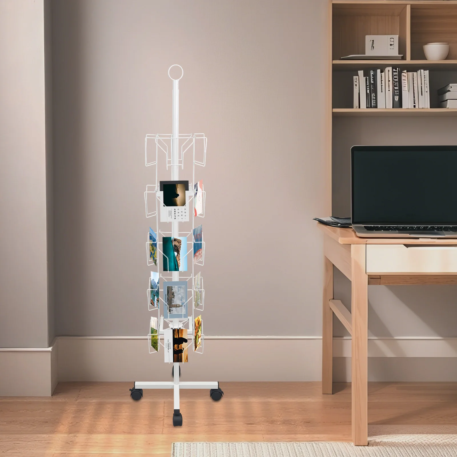 

Spinning 5-Tier Greeting Card Display Stand w/ 360° Rotation, 20 Pockets Floor Rack for Retail Store Display – Perfect for Cards