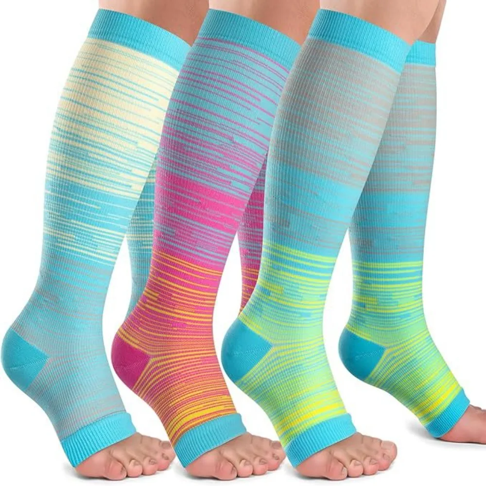 3 Pairs Elastic Compression Socks Comfortable Swelling Reduction Compression Hosiery Varicose Vein Relief Calf Stockings