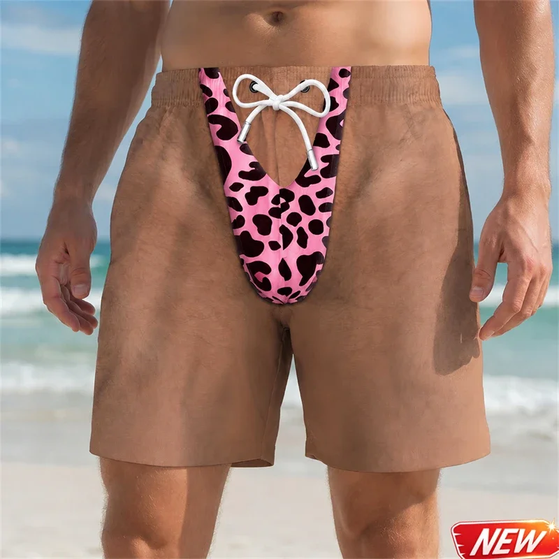 Lustige Badehose für Männer 3D-Druck Leopardenmuster Kunstleder Sommer Urlaub Strandshorts Hawaiianisches Reisegeschenk für Männer Surfbrettshorts – Detail 19