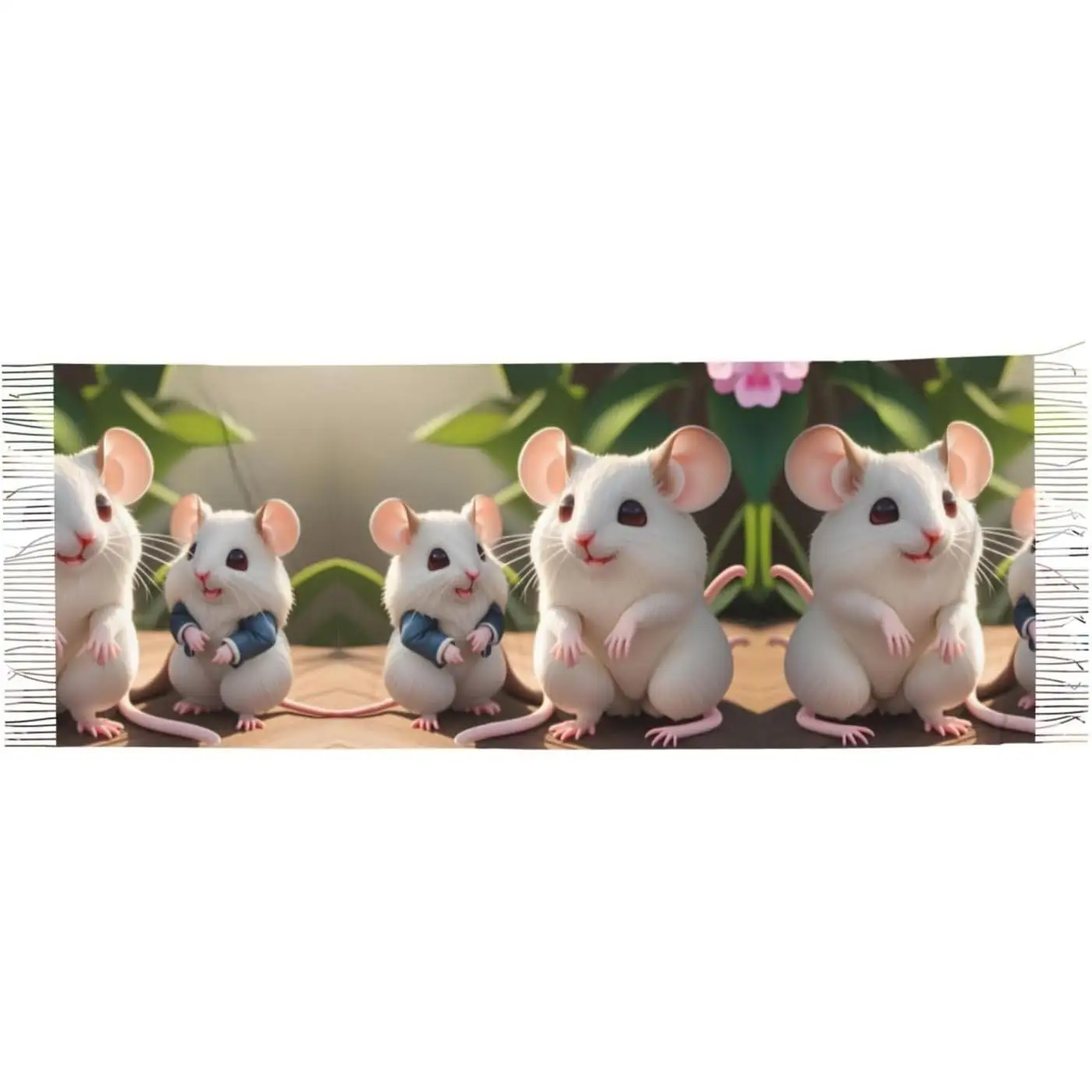 

Кашеминетный шарф с бахромой и принтом крыс для матери и ребенка, легкая шаль для женщин, идеально подходит для осенне-зимних путешествий