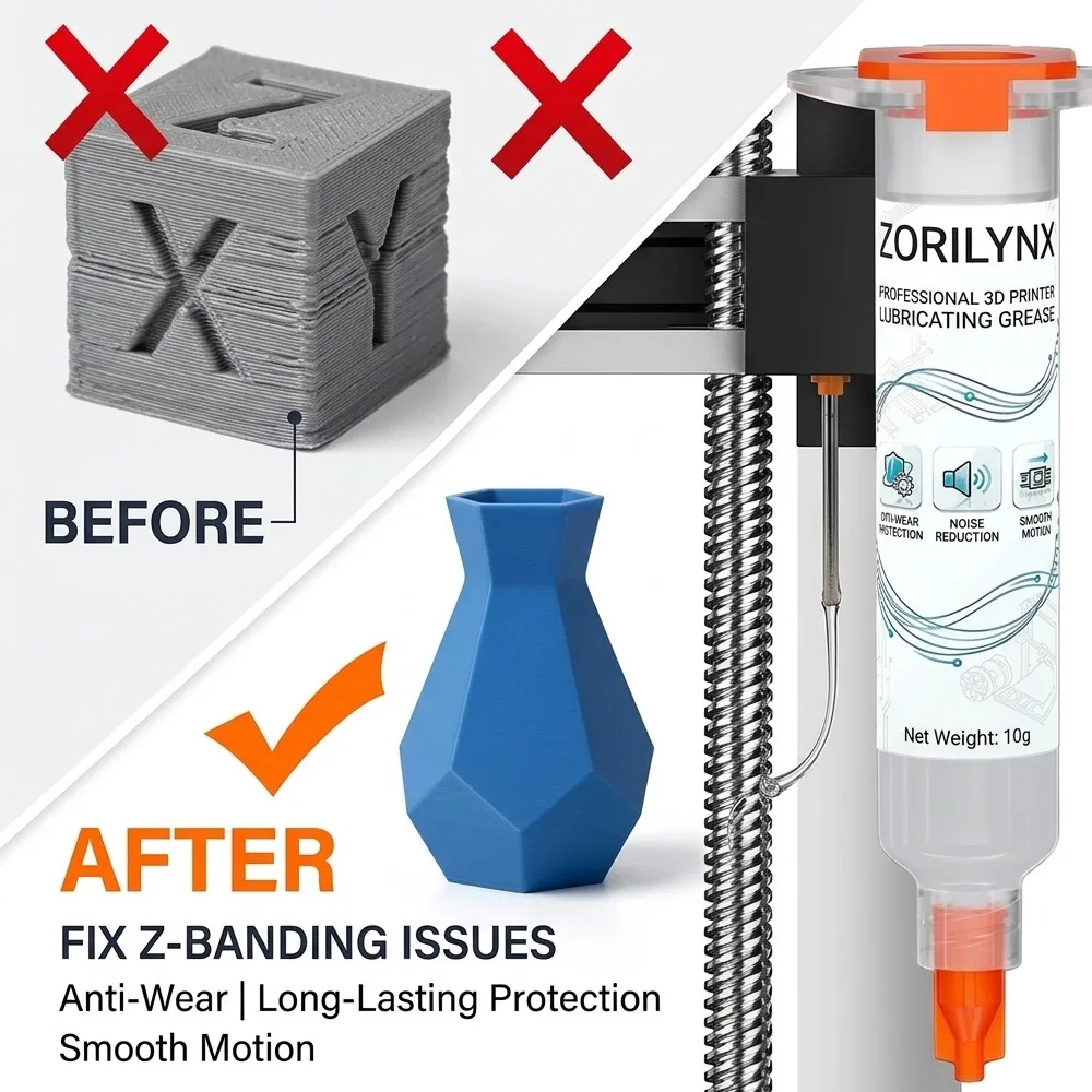 3D Printer Lubricating Grease Kit Noise Reduction Anti-Wear Synthetic Oil for Lead Screw Linear Rail Gear 10g Set ZORILYNX