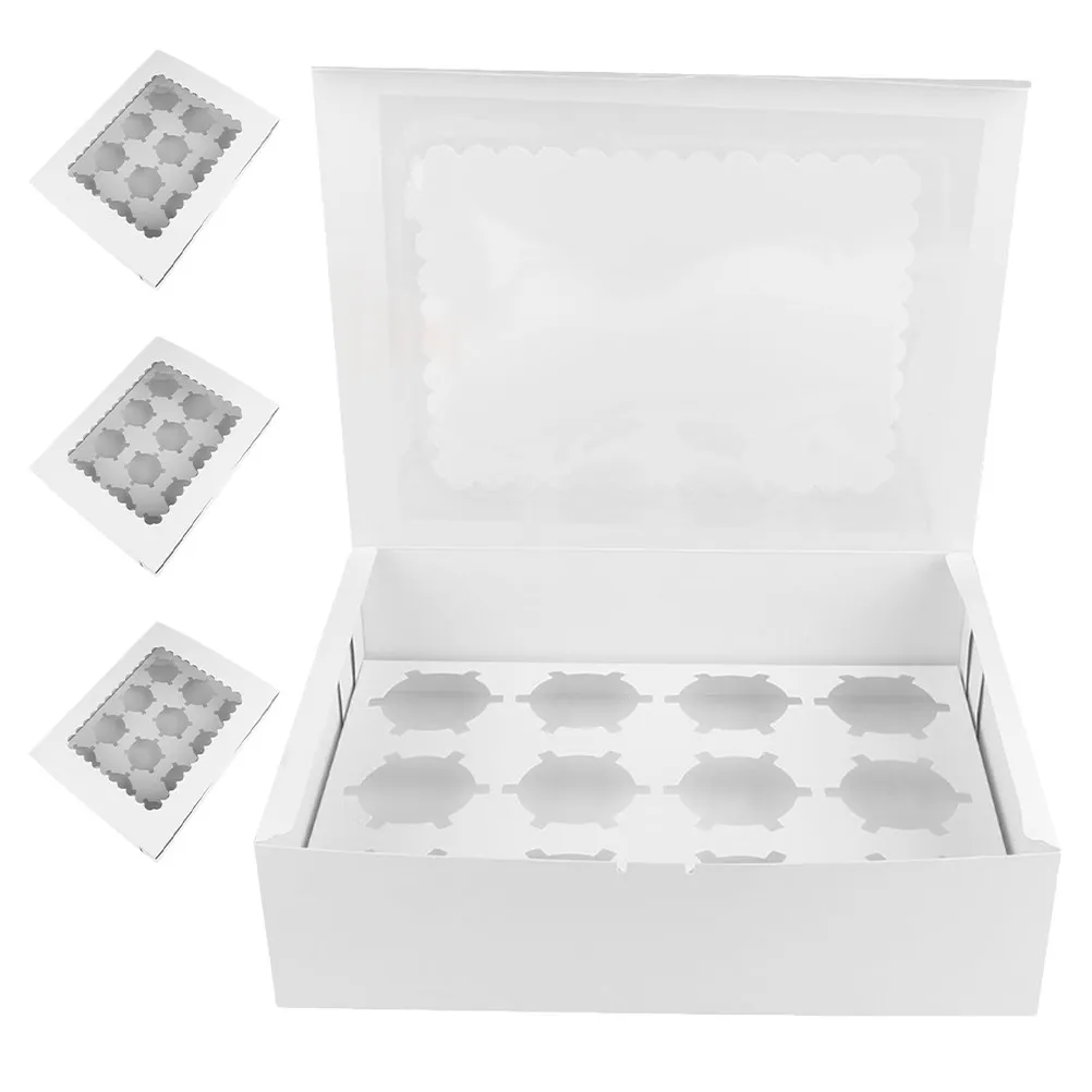 4Pcs Cupcake Box 12 Count Mini Cake Boxes Dessert Container Set for Party Favors Storage and Easy Transport Cupcake Box