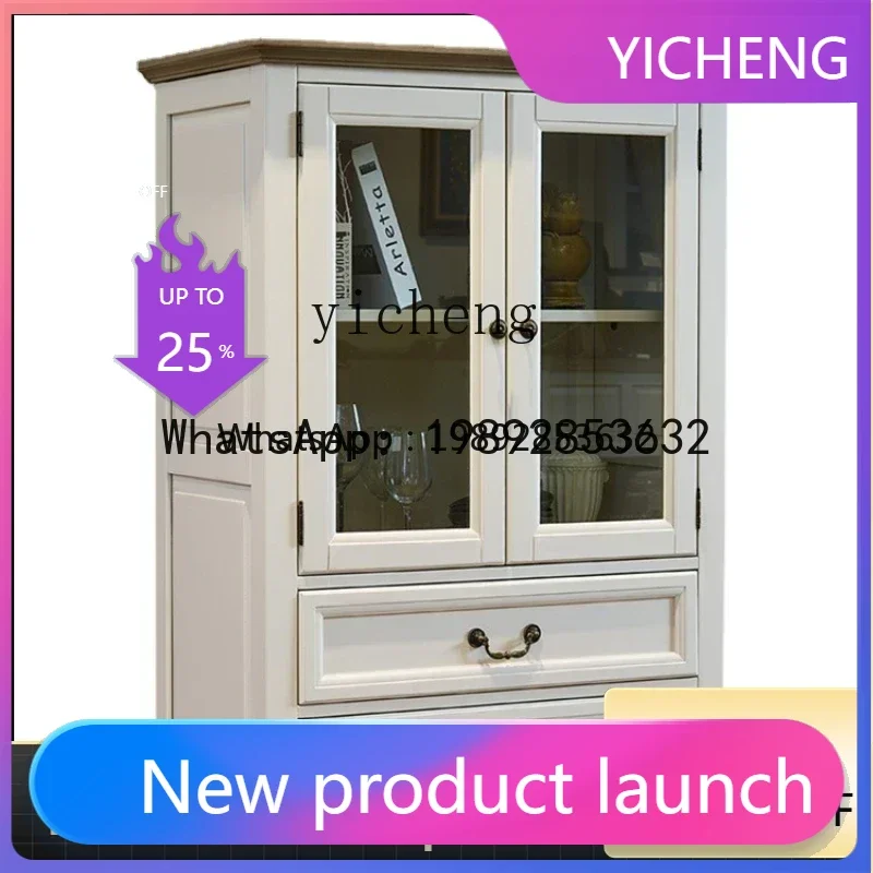 

X8 Solid Wood Locker Combination Living Room Mediterranean Partition Pastoral White Sideboard Cabinet
