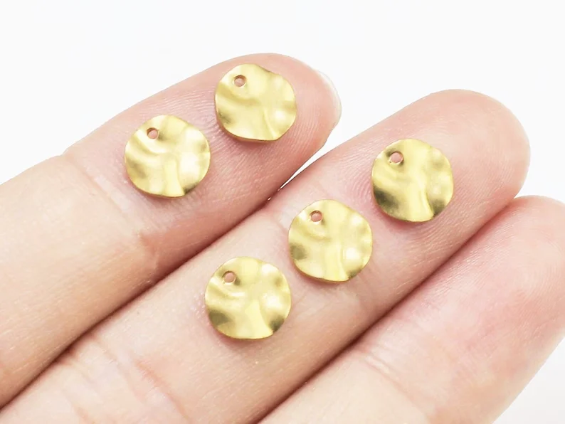 

50pcs Wavy Round Earring Charms, Round Charms For Jewelry Making, Earring Findings, Bracelet Tags, R023