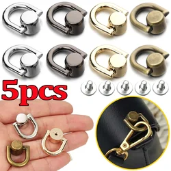 Prata Rodada Cabeça Screwback Parafuso Rebite Stud, Prego com Pull Ring, DIY Removable Pendant Parts, Artesanato de couro, roupas, sacos, 1-5pcs