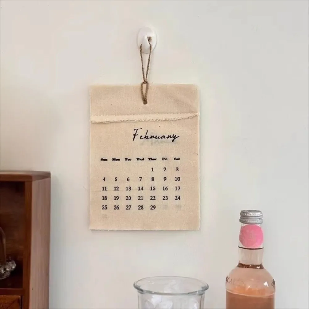 12-Month 2026 Fabric Wall Calendar Eco-Friendly Ornaments Reusable Textile Planner Photos Props Creative Wall Hanging Decor