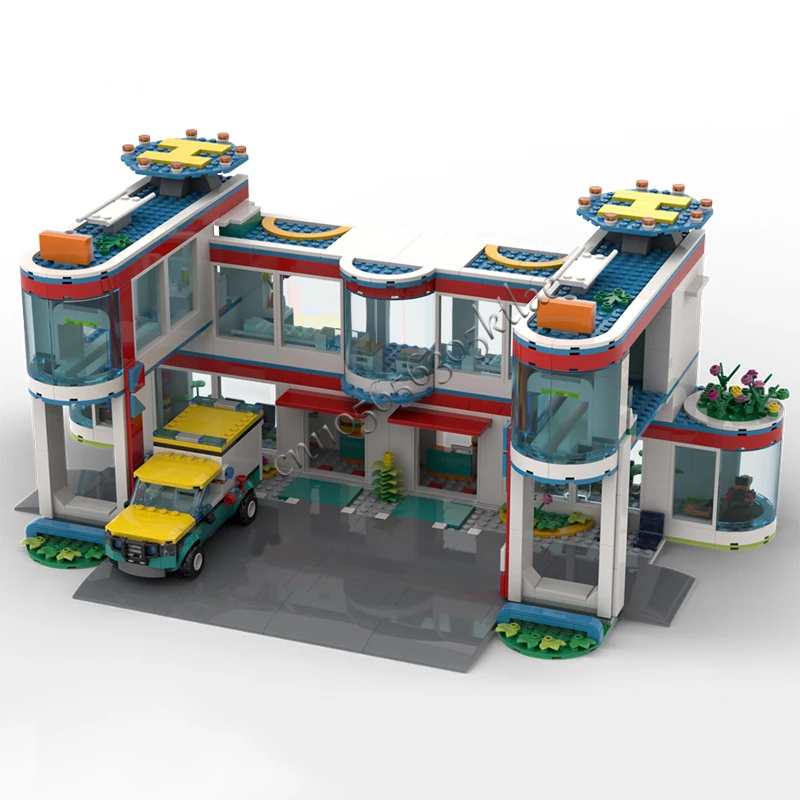 1278 PCS 하우스 스트리트 병원 MOC 맞춤형 모듈식 빌딩 블록 창의적 디자인 모델 디자인 브릭 DIY 조립 장난감 선물