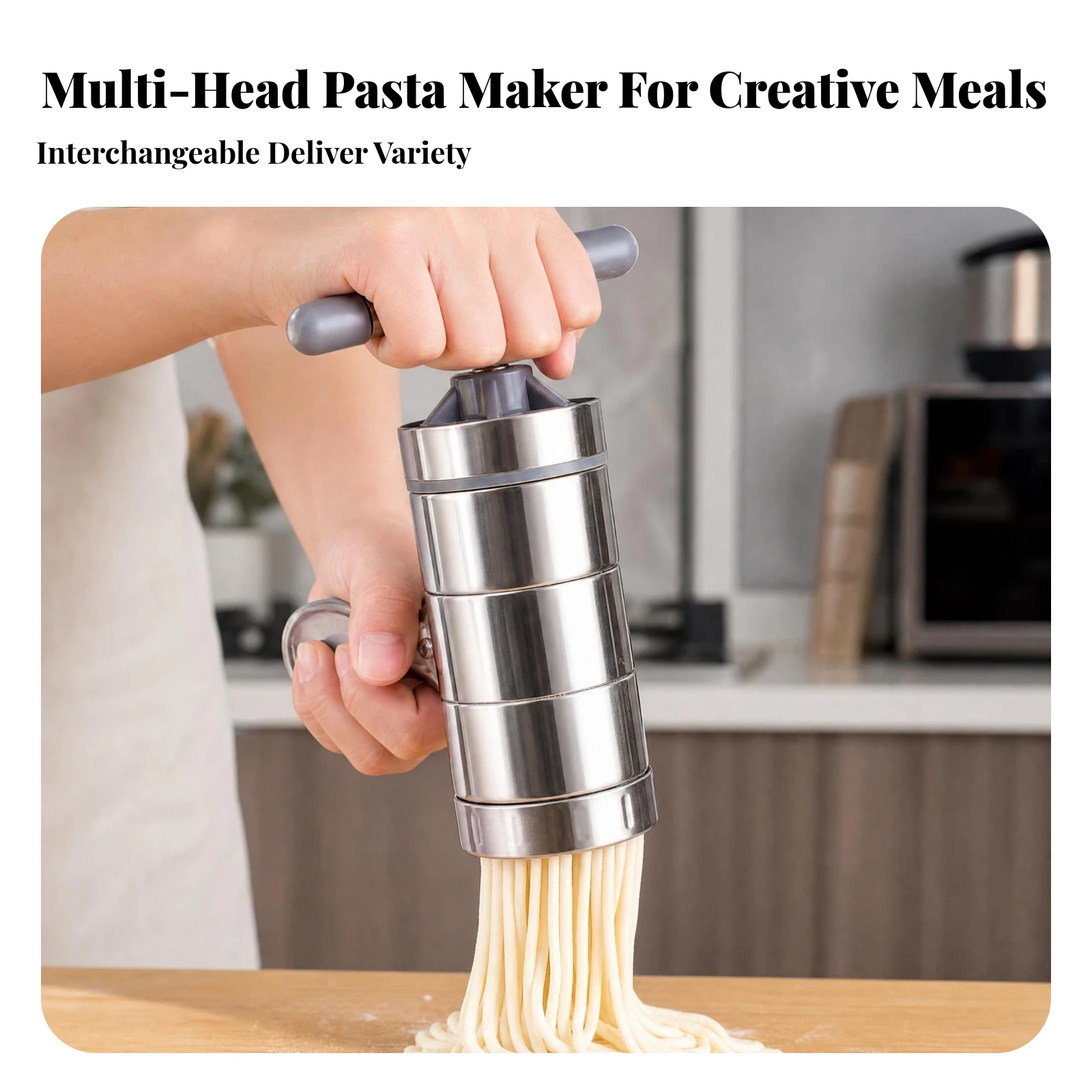 Manual Noodle Maker Press Pasta Machine Multifunctional Stainless Steel Making Spaghetti Fruits Juicer with 2/6 Pressing Moulds