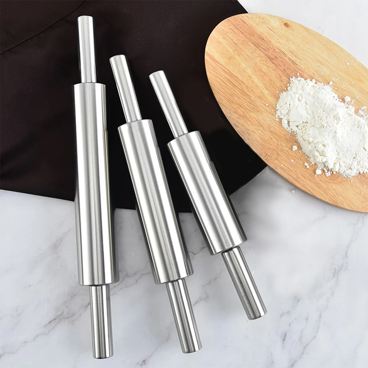 

Household Baking Stainless Steel Rolling Pin for Flour Dough Pressing Noodle Rolling Making Pastry Prep Breeze