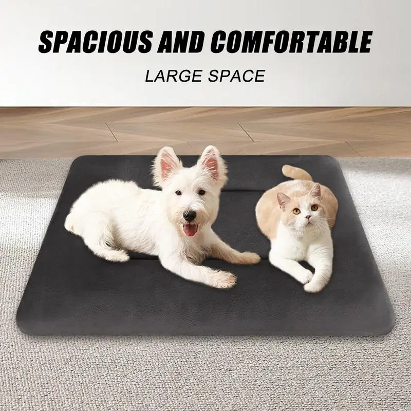 Washable Dog Bed Flannel Dog Kennel Pad Chew Proof Dog Bed Dog Bed Dog Crate Mat Thickened Crate Pad For Cats Dogs Home