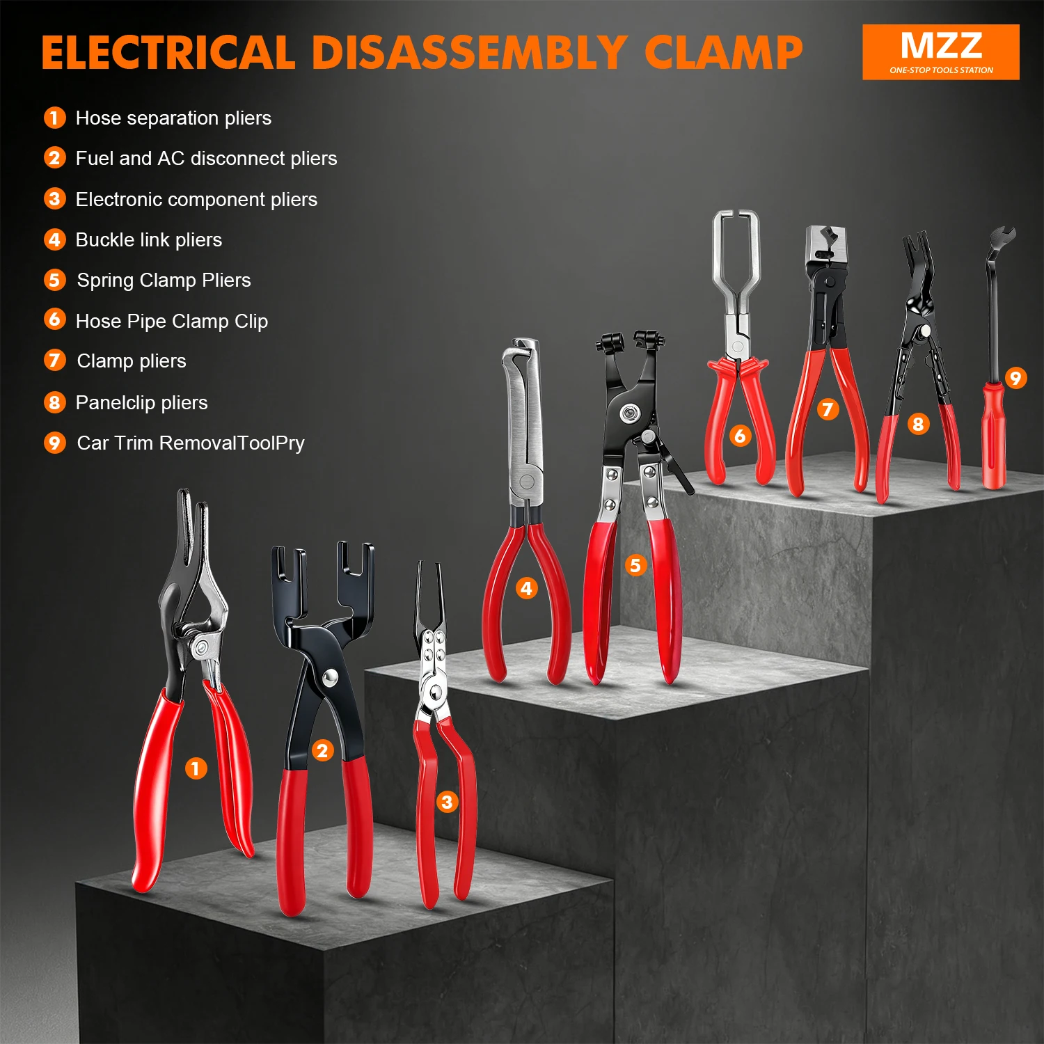 Professional Hose Clamp Pliers Fuel Line Disconnect Tool Set with Fuel and AC Disconnect Pliers - Master Quick Disconnect Tool