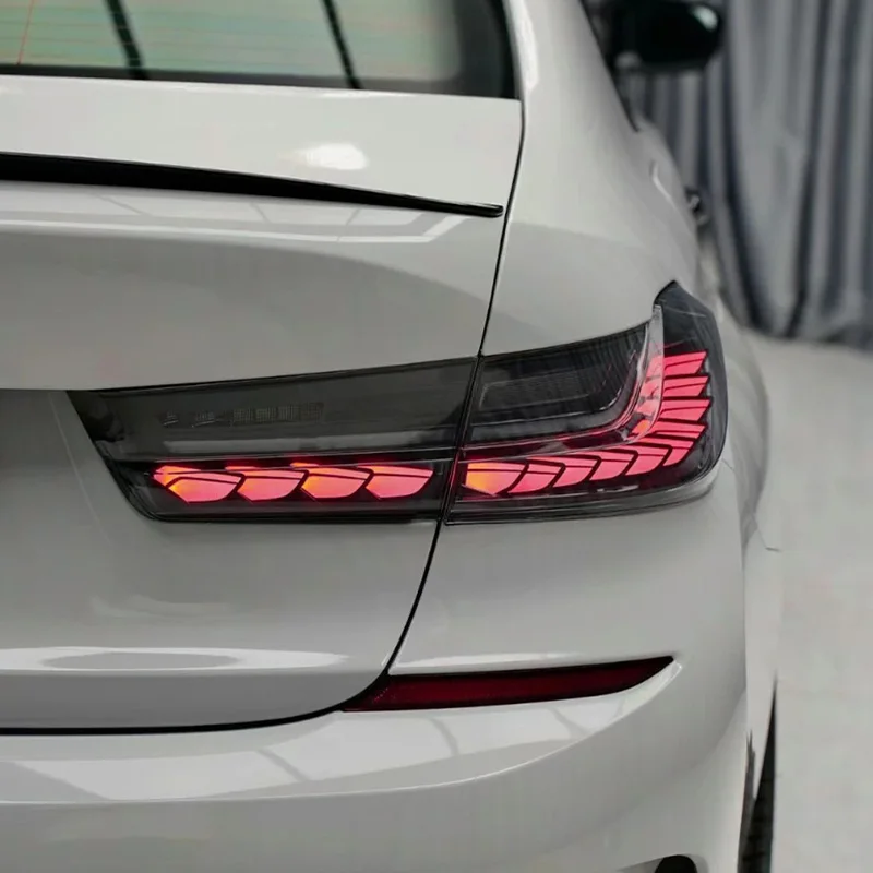 Auto LED Car Taillight Assembly For BMW 3 Series G20 G28 2020-2024 Modify Dragon Scale Rear Lamp Accessories Tool Plug and Play