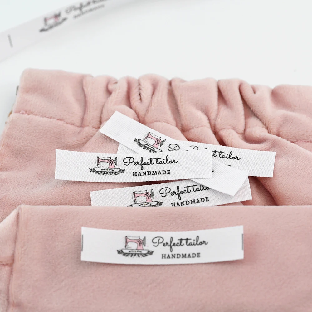 Sewing Labels, 50 Pieces, Personalized Brand, Custom Logo, Cotton Tags, Business Name, Sewing Machine, 12mm X 60mm (MD5102)
