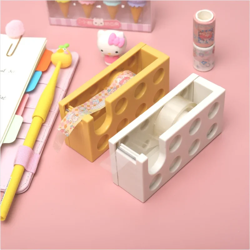 Creative Paper Tape Cutter Office Building Block Shaped Stationery Masking Tape Holder Dispenser Washi Tape Storage Office Tools