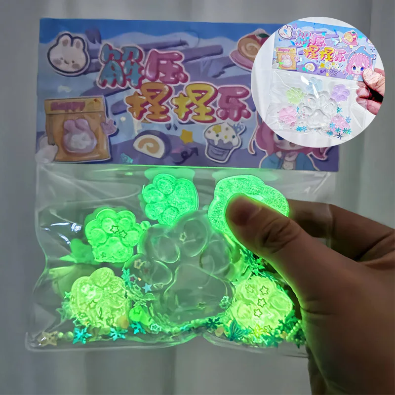 Luminous Transparent Patch Cat Paw Decompression Toys Kawaii Cartoon Antistress Stress Relief Slow Rising Toy for Adult Kid Toy