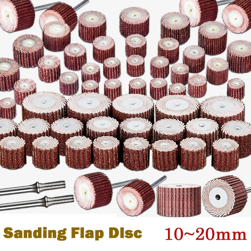 10Pcs 10/12/15/20mm Shutter Polishing Wheel Dremel Accessories  Sanding Flap Polishing Wheels Sanding Disc For Rotary Tool