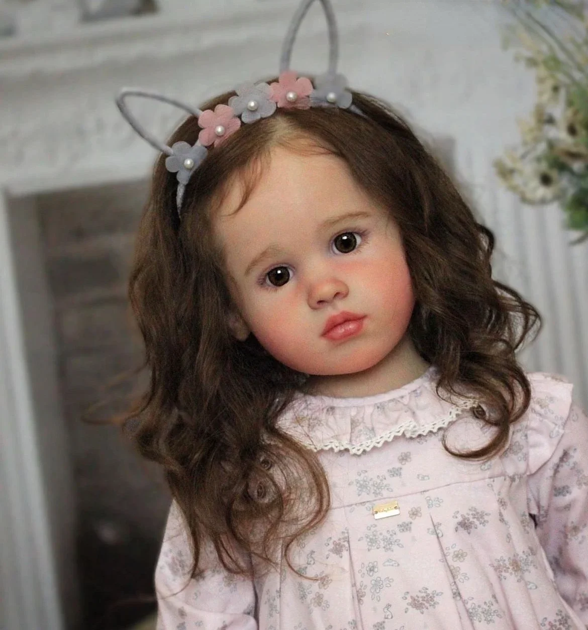 San Store 84 cm al klaar Bebe herboren pop Louisa met lang krullend haar met mooie jurk door kunstenaar poppen voor meisje