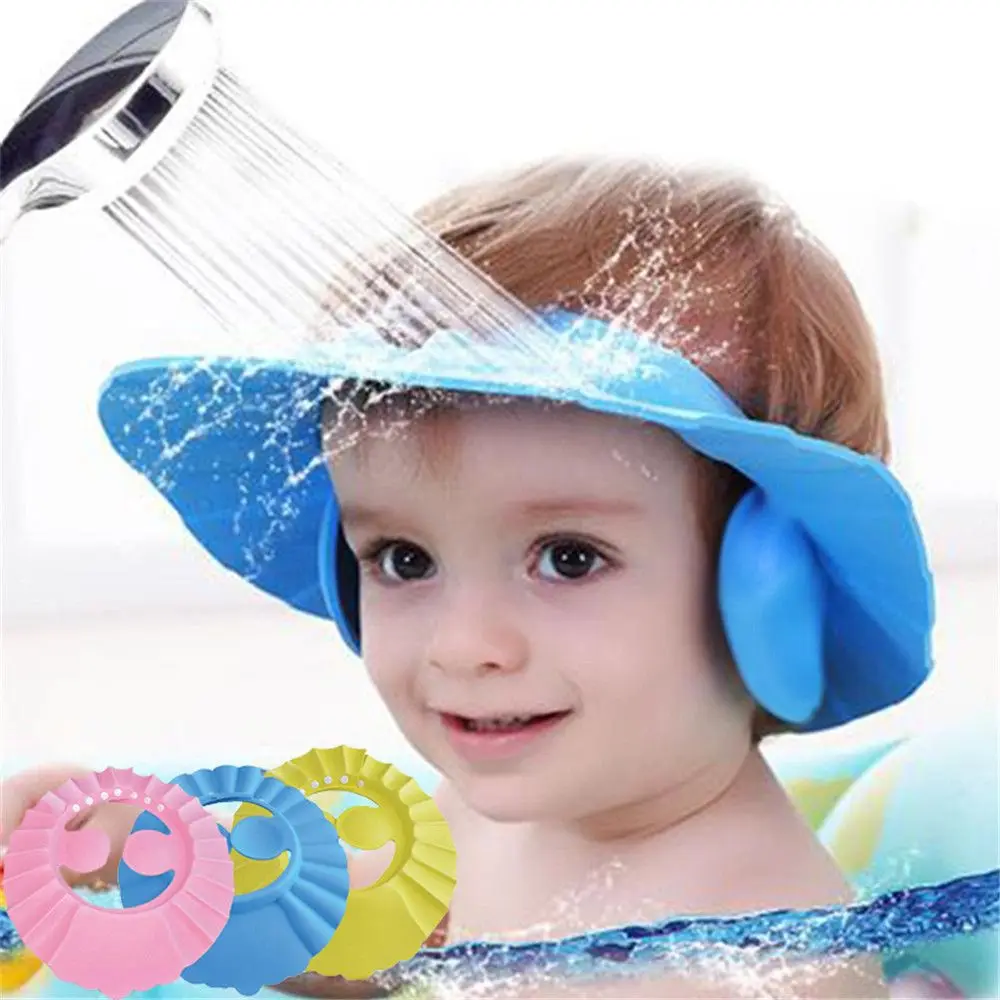 Baby Shower Soft Cap Adjustable Hair Wash Hat for Kids Ear Protection Safe Children Shampoo Bathing Shower Protect Head Cover