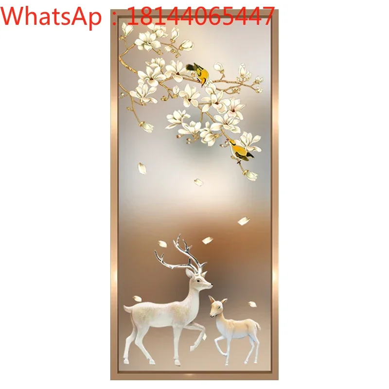 Custom art glass partition screen decoration simple modern living room porch background wall frosted transparent craft tree