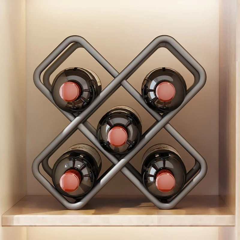 5/8 Grids Metal Hexagon Wine Rack Beer Bottle Storage Tabletop Wine Display Holder Home Bar Decoration Wine Cabinet Display Rack