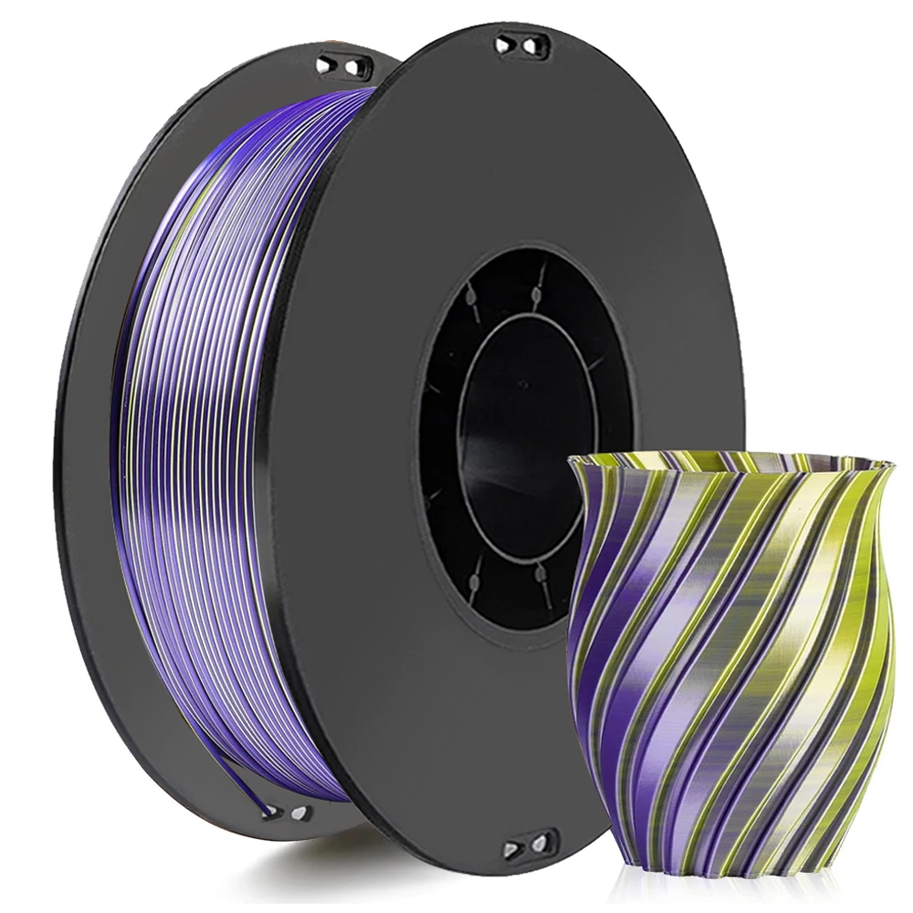 

Двухцветная шелковая желтая фиолетовая нить PLA для 3D-принтера 200 г 1,75 мм Материал для 3D-печати Волшебная сублимация Duotone Двойной цвет 1 кг