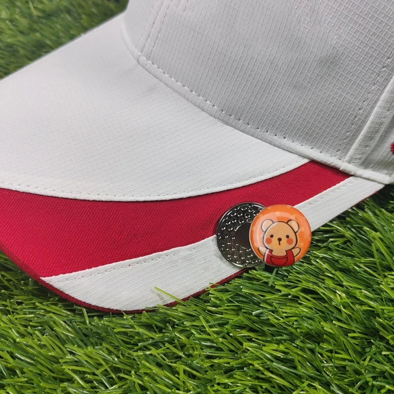 Golf Ball Marker Hat Clip 0.98 Inch Ball Marker Golf Gift Assorted Pattern Zinc Alloy Hat Clip with Golf Marker