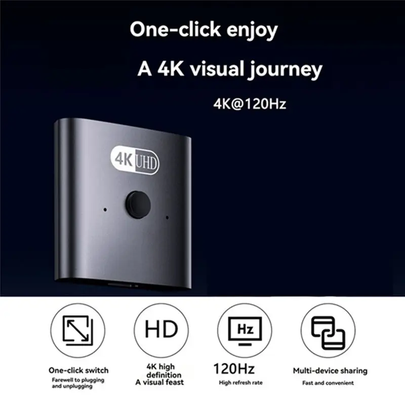 DT51 Switch 2 in 1 Out Bidirectional 4K@120Hz Splitter Manual Switcher Aluminum Alloy