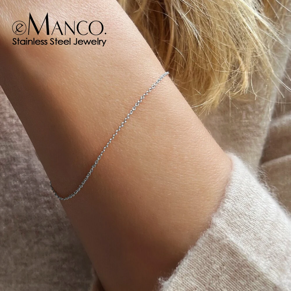 eManco Classic Dainty chain Bracelet Women Trend Silver Color  Hierarchical  Stainless Steel Chain Bracelet For Women Jewelry