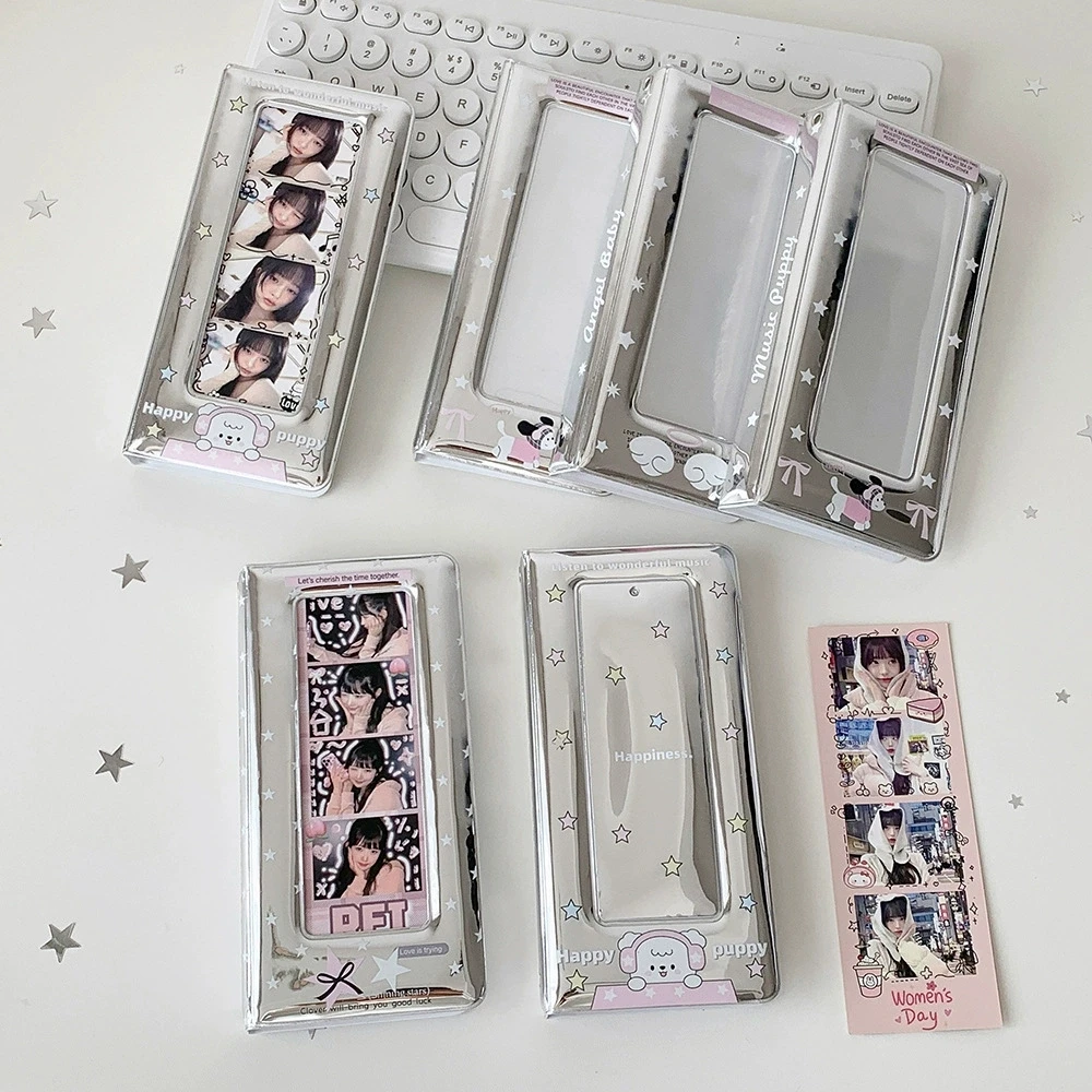 Shining Silver Photo Booth Album for Wedding Party - Slide in 40 2X6 Photo Booth Strips 2 X 6 Inch Bookmark Holder Album