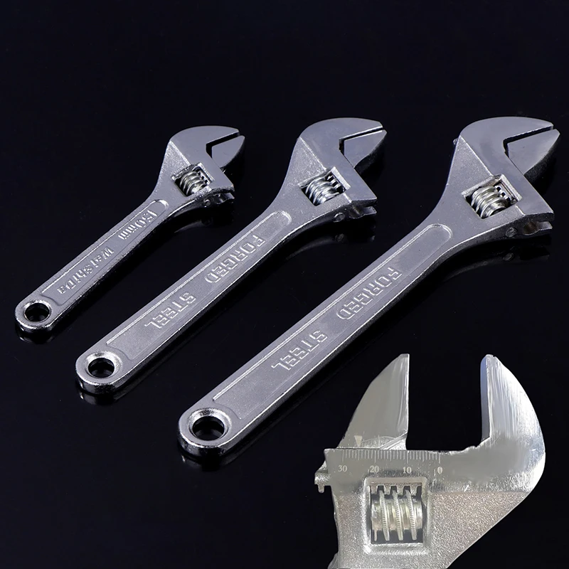 1PC Large Openin Long Handle Universal Spanner Carbon Steel Mechanical Workshop Hand Repair Tools Adjustable Wrench