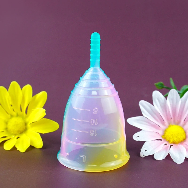 

Portable Menstrual Cup Rainbow Medical Silicone Leak-proof Lady Women Reusable Period Cup Colorful Coletor Copa Menstrual