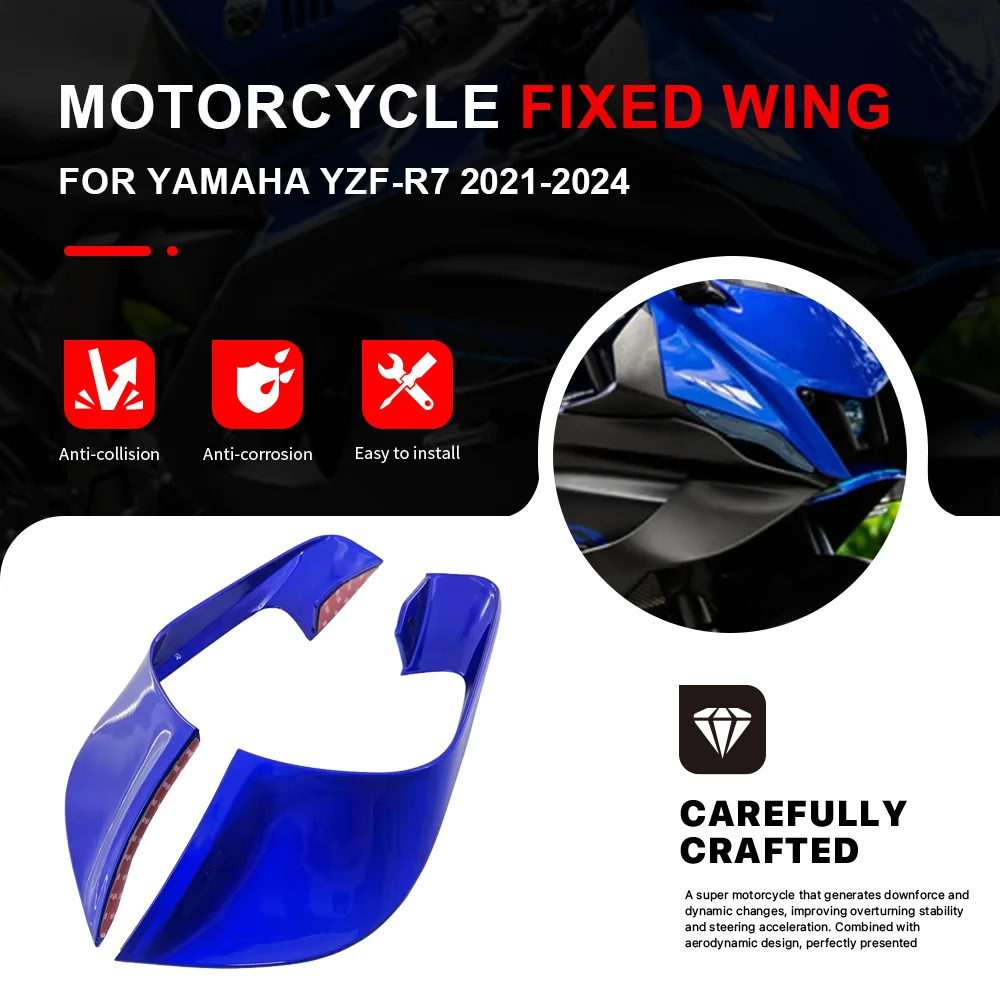 

Motorcycle Fixed Wing Spoiler For YAMAHA YZF-R7 YZFR7 YZF R7 2021 2022 2023 ABS Aerodynamic Wing windshield Wing Side Winglets