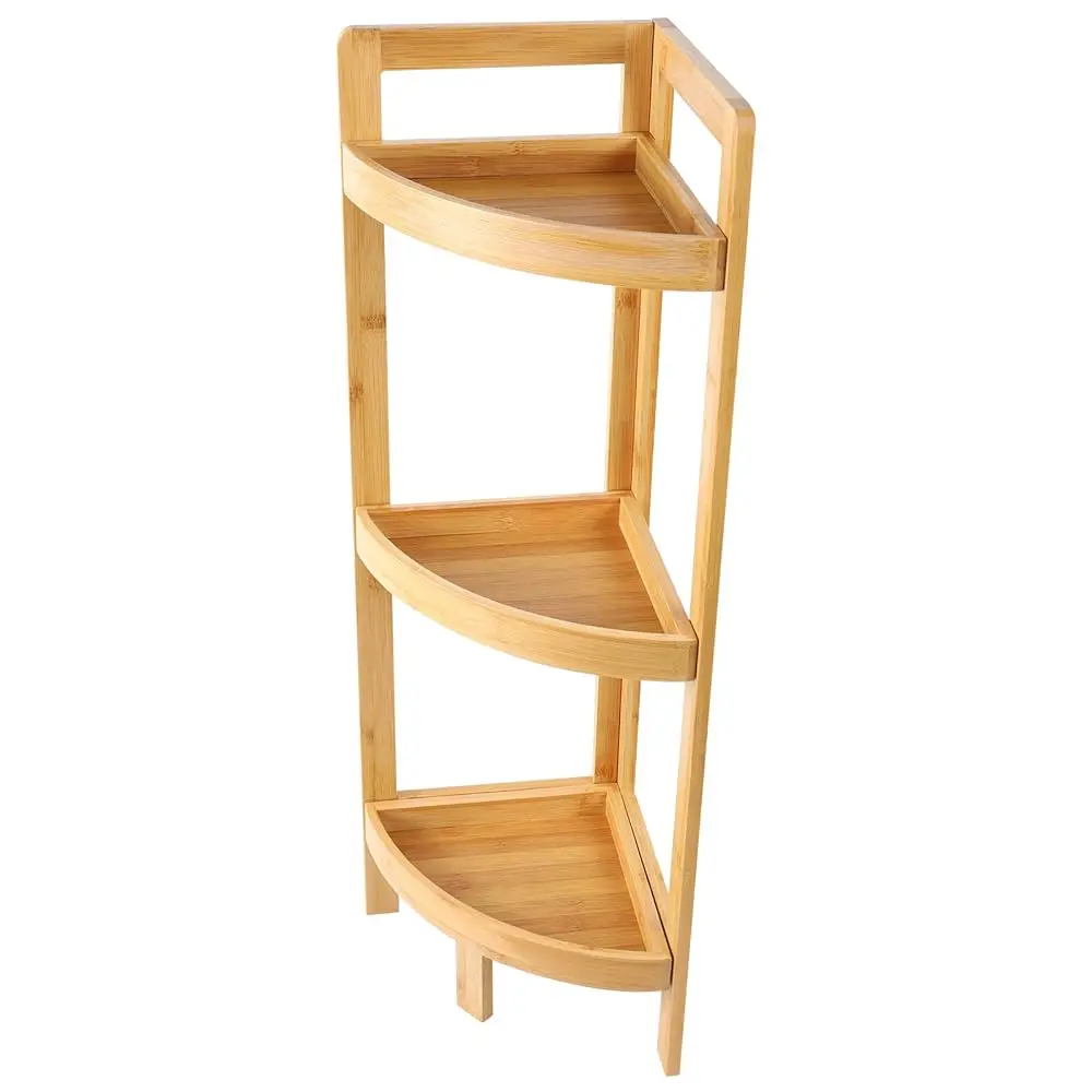 

3-Tier Bamboo Corner Shelf, Plant Corner Display Shelf, Multipurpose Shelving Unit For Small Space, Living Room, Easy Assembly,