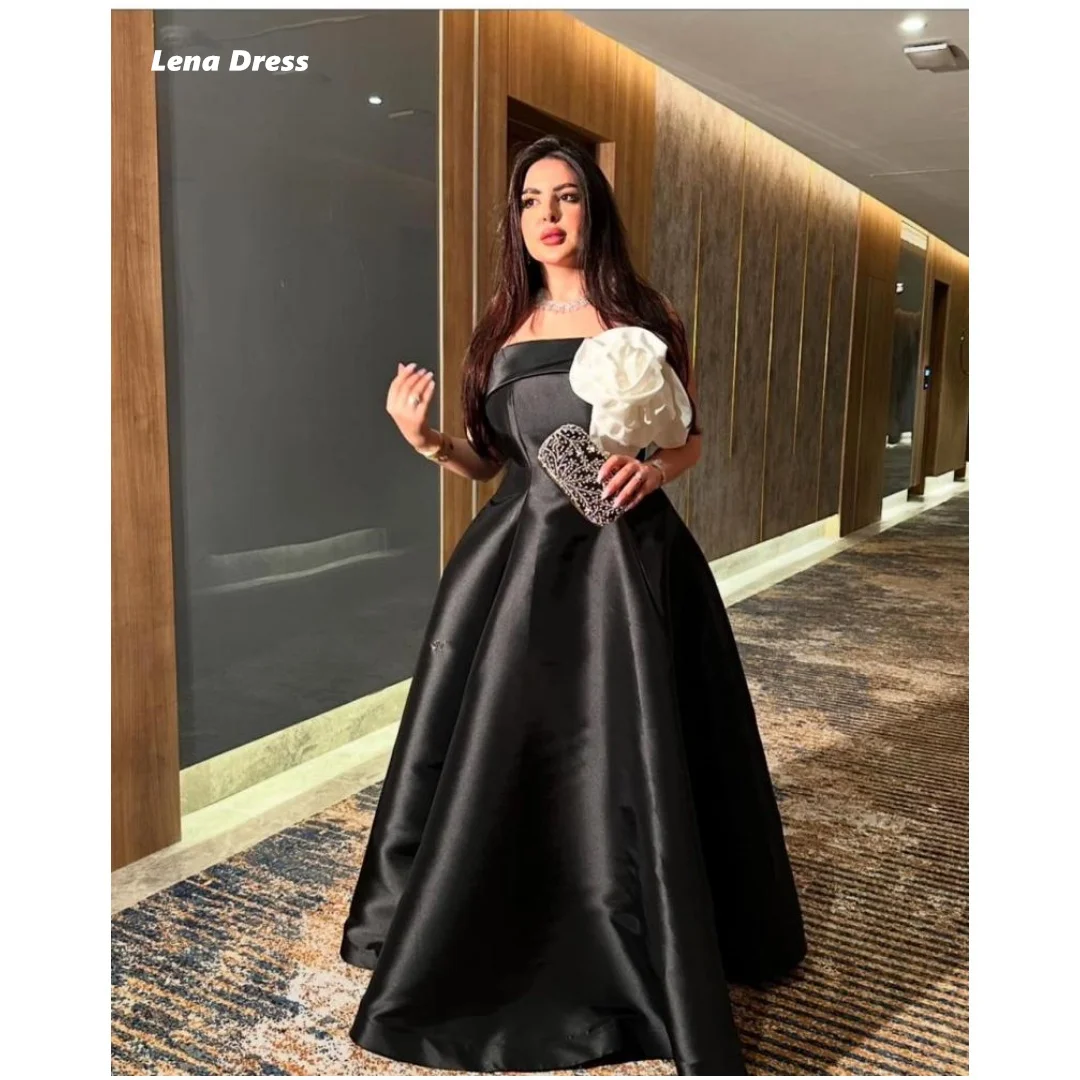 Lena 3D Flowers Evening Dress Luxury Elegant Party Dresses for Women Luxury Evening Dresses 2025 Satin Custom Made Woman Prom