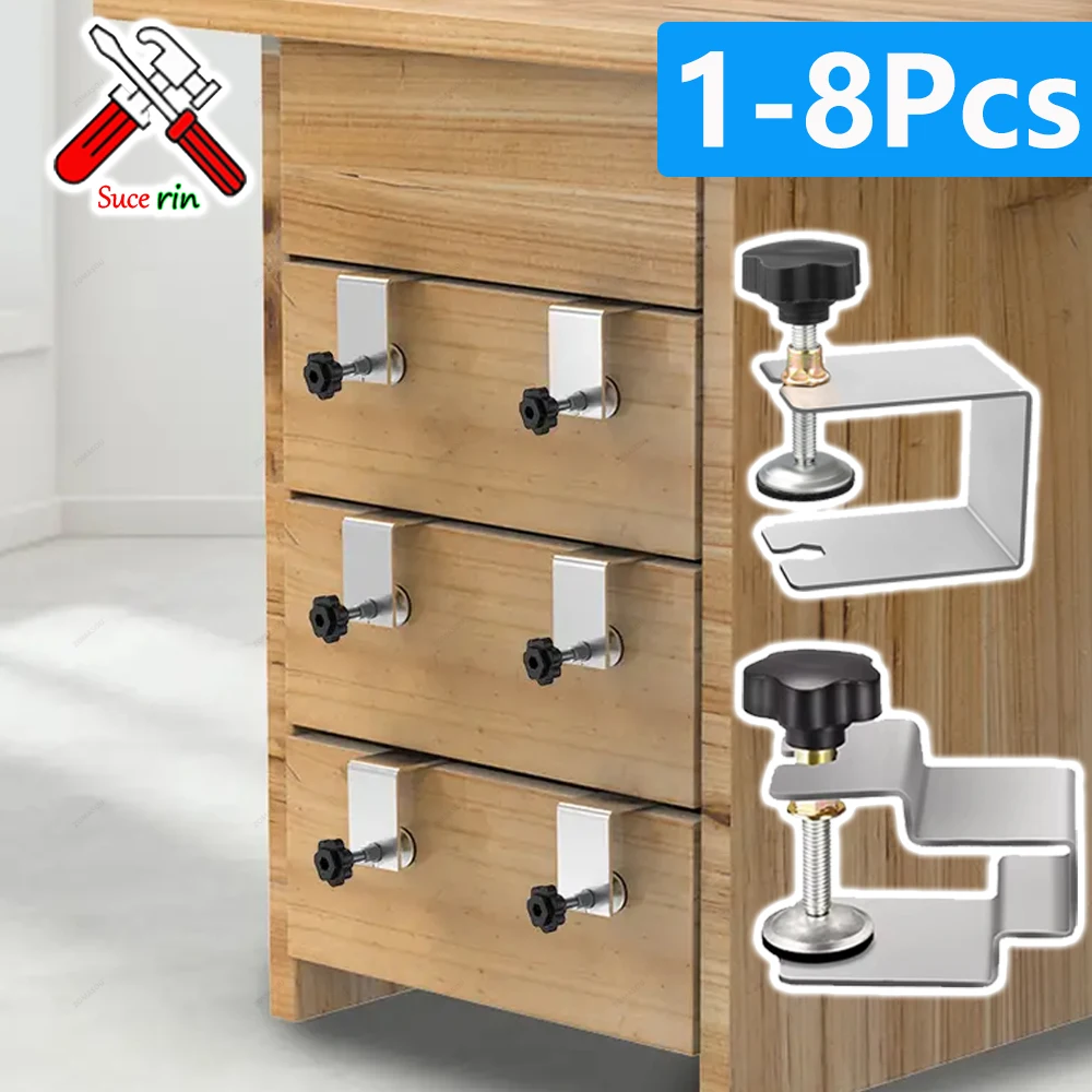 

1-8Pcs Woodworking C Clamps Cabinet Jig Drawer Fixing Clip Front Installation Clamps for Door Front Knobs Pulls Handles Install