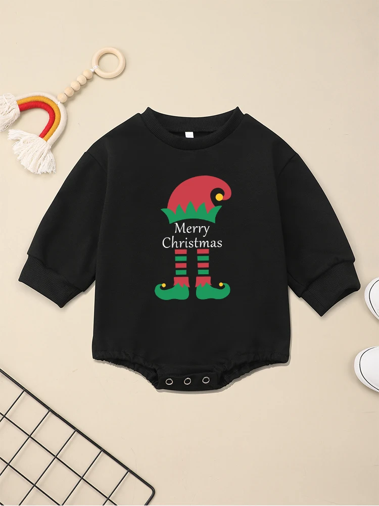 

Merry Christmas Cartoon Newborn Boy Girl Clothes Aesthetic Fashion Xmas Style Long Sleeve Infant Onesie Winter Home Cozy Romper