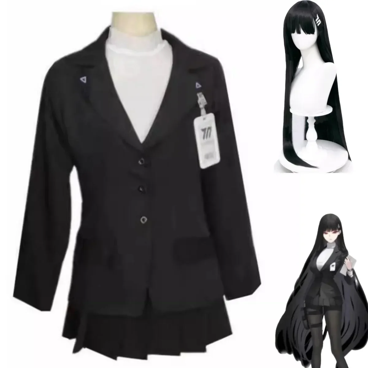 

Anime Game Blue Archive Tsukatsuki Rio Cosplay Costume Millennium Science Academy Wig Black Uniform Skirt Woman Carnival Suit