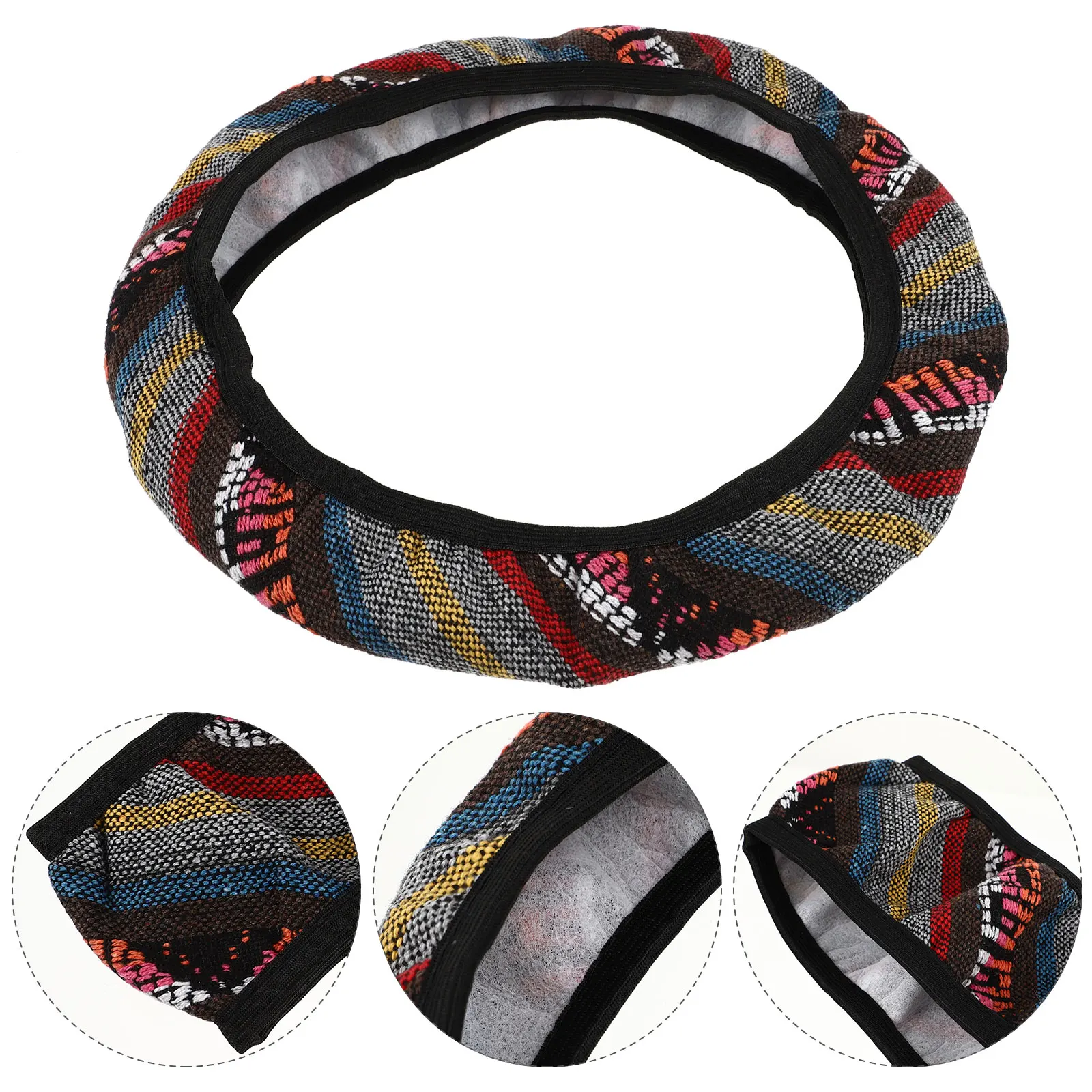 

Imitation Linen Car Steering Wheel Cover Durable Material Scratch Protection Comfortable Drive Automotive Accessory