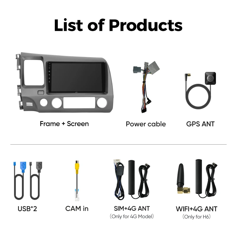 Ainavi Car Multimedia Player For Honda Civic 8th 8gen 2005 2006 2007 2008 2010 2011 Wireless Carplay Android Auto 4G Wifi 2Din
