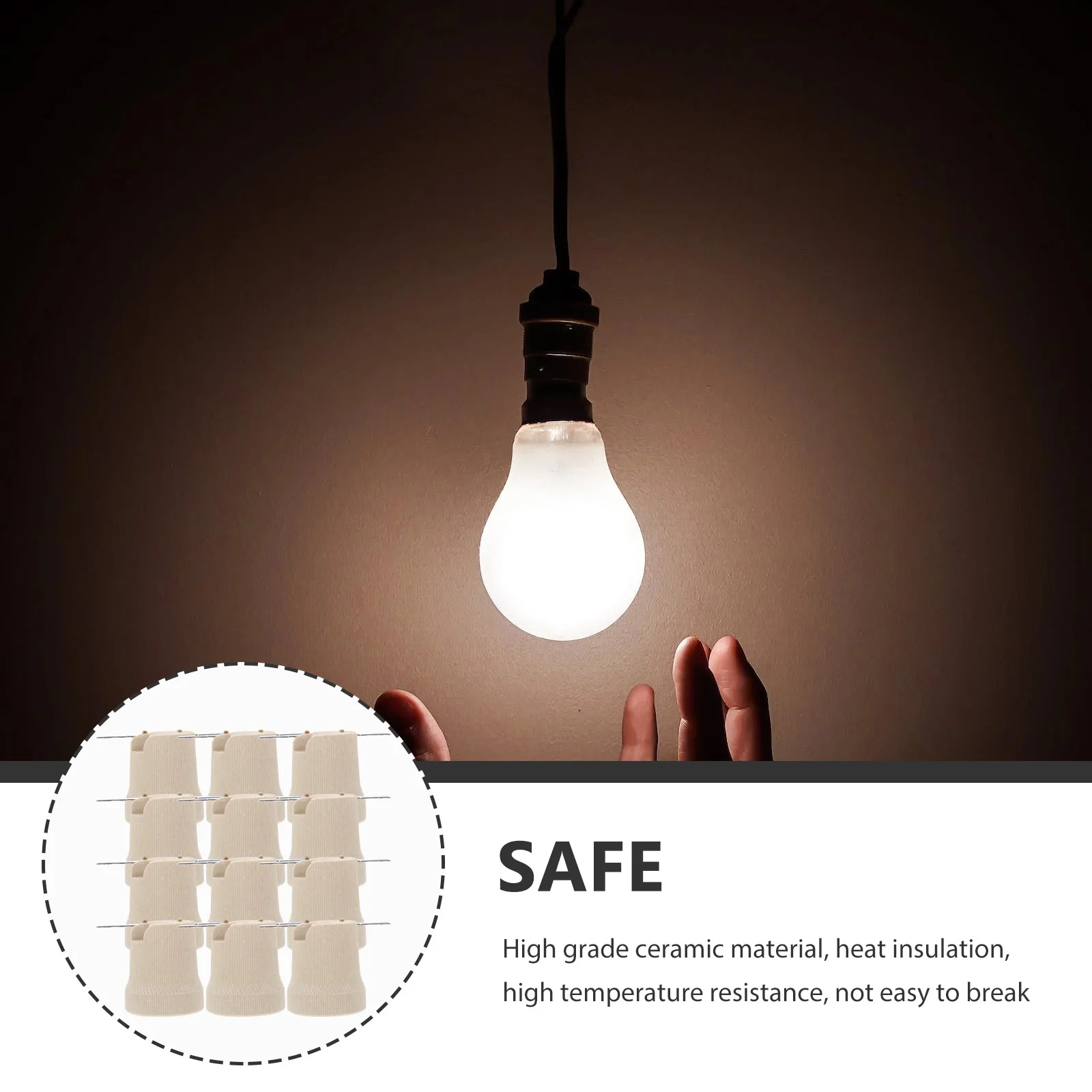 12pcs E27 Ceramic Lamp Holder Threaded Light Bulb Socket High Temperature Resistant For Led Halogen Incandescent Lighting