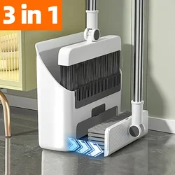 3-In-1 Long Handle Broom Set - Heavy-Duty Indoor and Outdoor Sweeper with Dustpan Combo, Extendable Handle