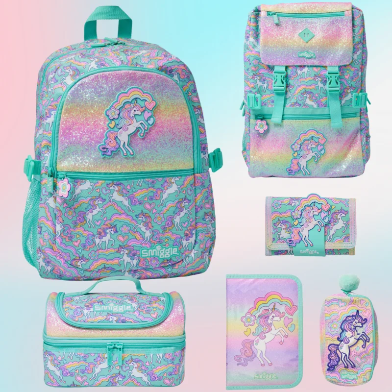 Mochila Original Smiggle para niña, suministros escolares de gran capacidad, mochila de unicornio de Anime, bolsa de almuerzo, bolsa de lápices, regalo para estudiantes