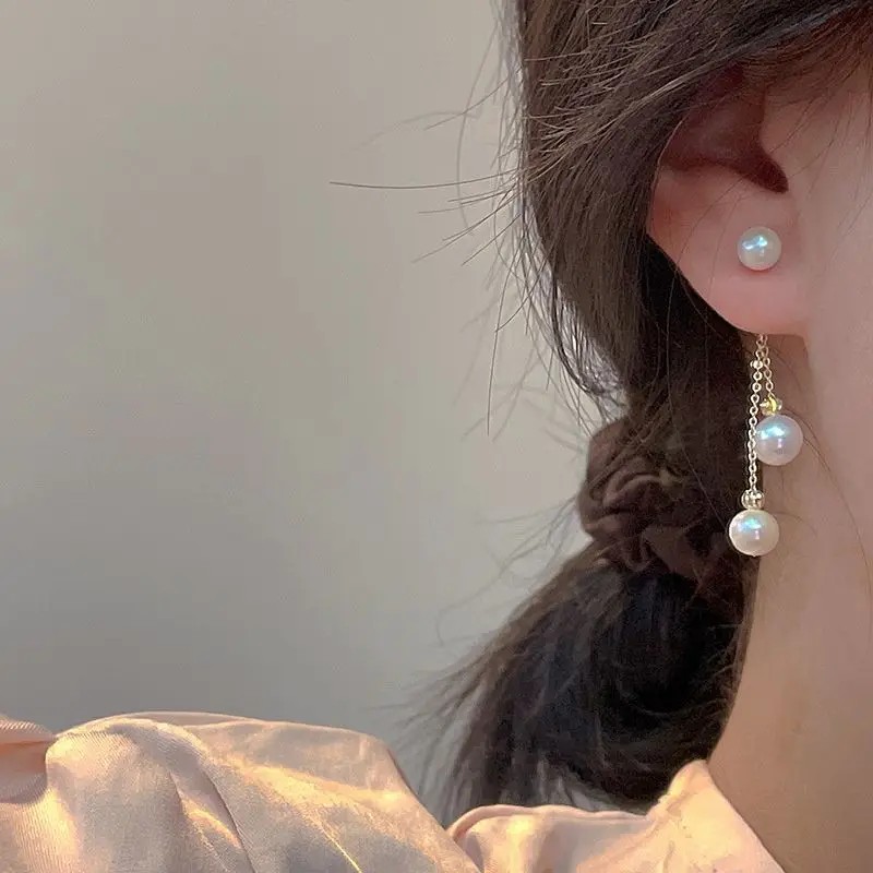 2023 New Classic Elegant Imitation Pearl Dangle Earrings For Women Chain Long Tassel Exquisite Drop Earring Wedding Jewelry