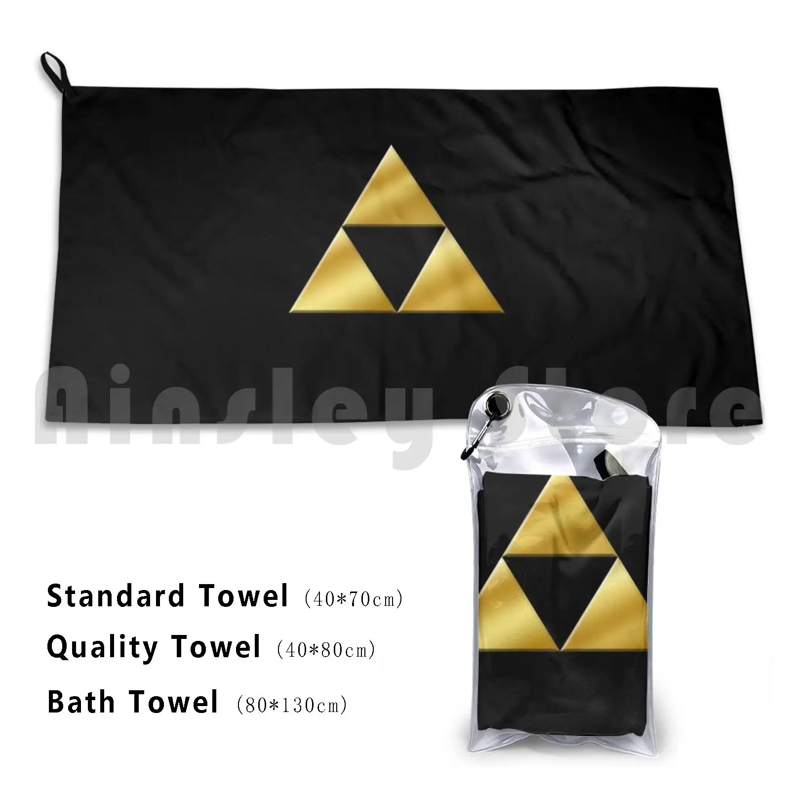 Golden Triforce Of Power Bath Towel Beach Cushion Link Tri Tri Force Force Ocarina