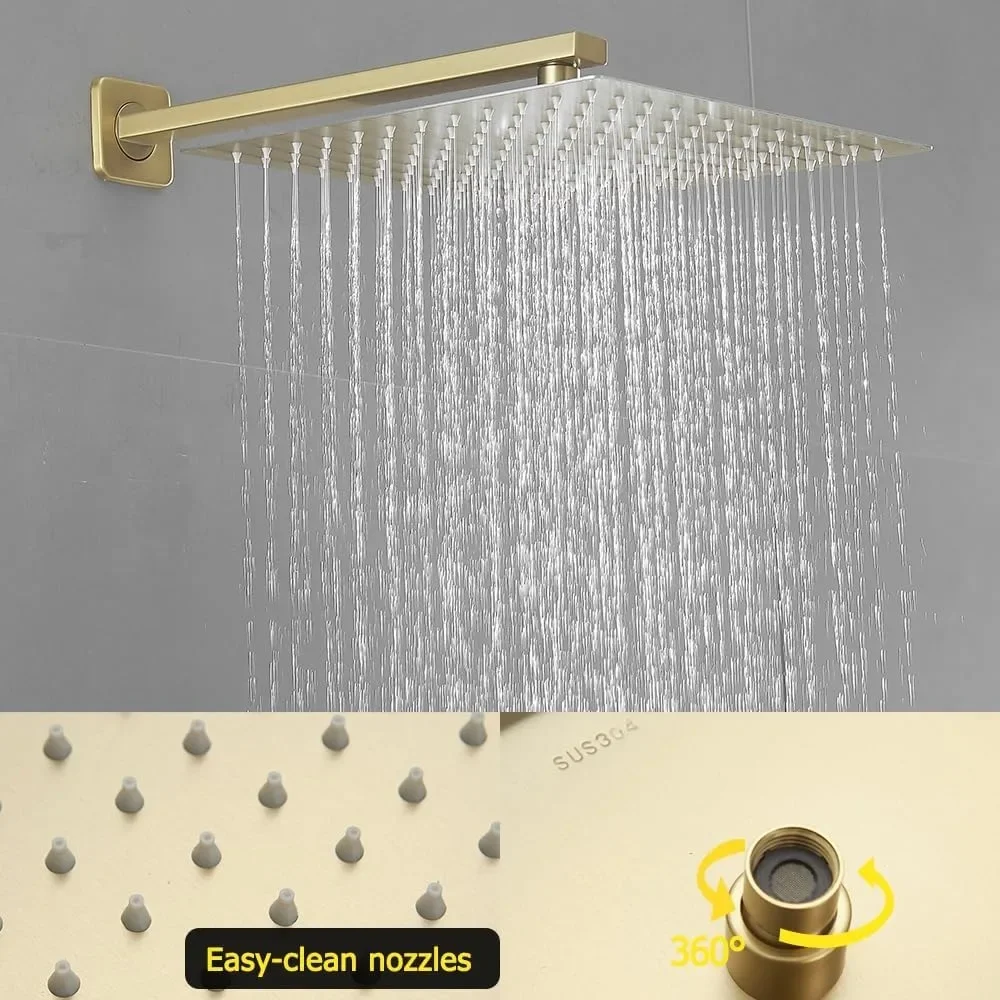 نظام دش مطري فاخر مثبت على الحائط مقاس 12 بوصة مع رأس دش كومبو ودش محمول للحمام #2