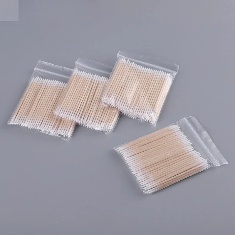 100/300 Pcs Disposable Ultra-small Cotton Swab Brush Lint Free Micro Wood Makeup Brushes Eyelash Extension Glue Removing Tools