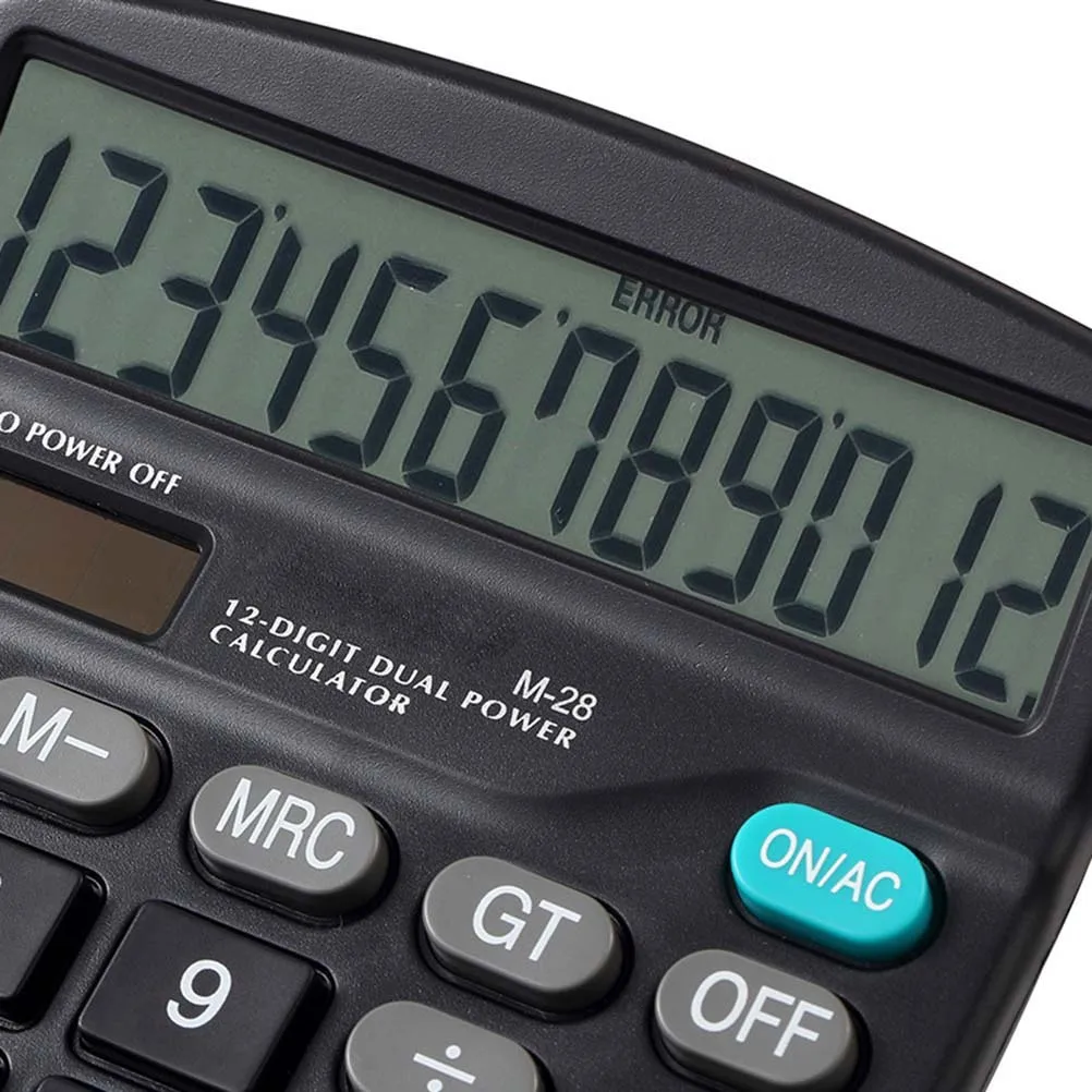 【New】12 Digit Dual Power Basic Calculator Handheld Desktop Calculator with Large LCD Display Big Sensitive Button