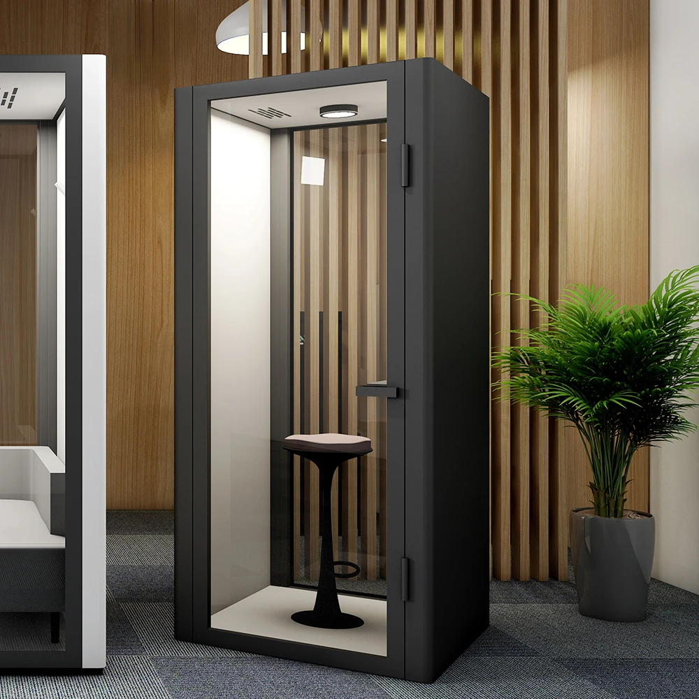 Soundproof portable modular office indoor pod office booth private Acoustical Glass Sound Office Soundproof Cabin